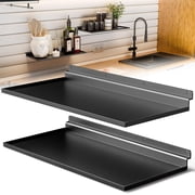 2 Pack Slatwall Shelves,17X8 Inch Large Slat Wall Shelves,Heavy Duty Slatwall Accessories,Black Metal Wall Shelve for Retail Display Shelves,Garage Organizer, Storage