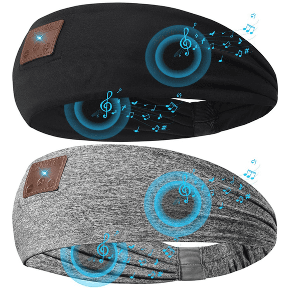 2-Pack Sleeping Headphones Wireless Bluetooth 5.4, Headband Headphones with Ultra-Thin Speakers, Bluetooth Headband for Side Sleepers, Running, Workout, Travel, Meditation, Blue and Gray