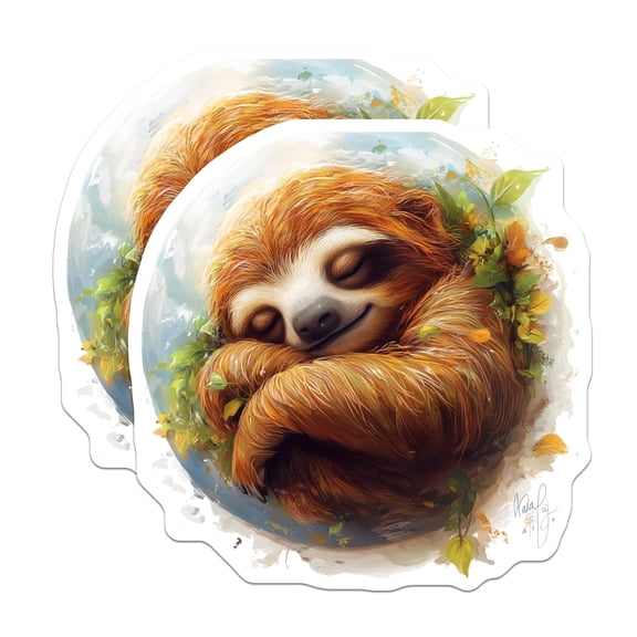 (2 Pack) Sleeping Sloth Magnets - Cute Cozy Animal Decor - Nature Lover Fridge Locker Gift - 5 Inches On Longest Side - Thick Durable Magnet - Made in USA - MAG30636