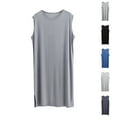 thumbnail image 1 of 2 Pack Sleeveless Nightgowns for Men Soft-Modal Lightweight Pajama Robes Mens Casual Solid Crewneck Pullover Side Slit Loungewear Tanks Shirts, 1 of 8