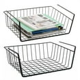thumbnail image 1 of 2 Pack Slides Under Shelf Storage Basket,Black Wire Metal Organizer,Hanging Storage Bin,Under Cabinet Add-on Storage Racks,for Kitchen Pantry Desk Bookshelf By HYG, 1 of 7