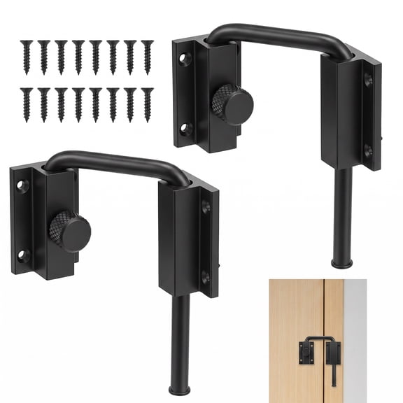 2 Pack Sliding Door Lock Black 90/180 Degree U Bolt Barn Door Latch for Child & Pet Safety
