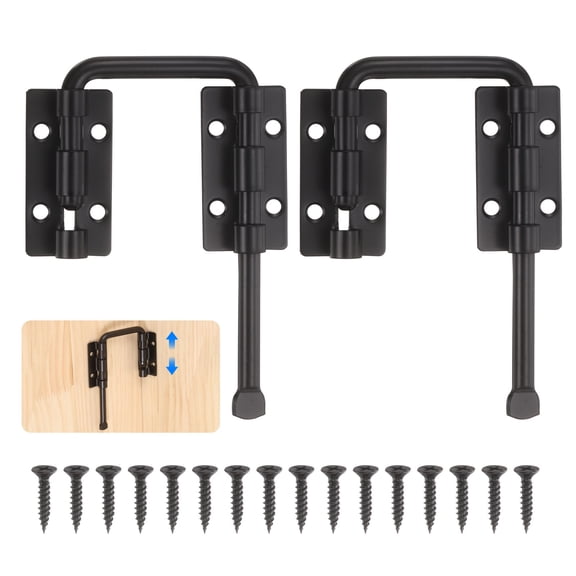 2 Pack Sliding Door Loop Lock Latch, 2.36 Inch Flexible U-Shaped Latch Hook Lock with Screws for Uneven or Warped Doors Window Barn Garden Fence Increase Home Security, Black