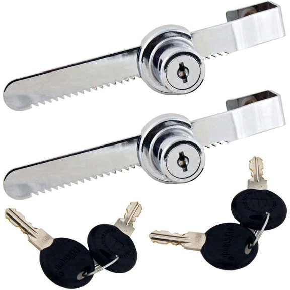2 Pack Sliding Glass Door Ratchet Lock with Chrome Finish, Keyed Alike Showcase Display