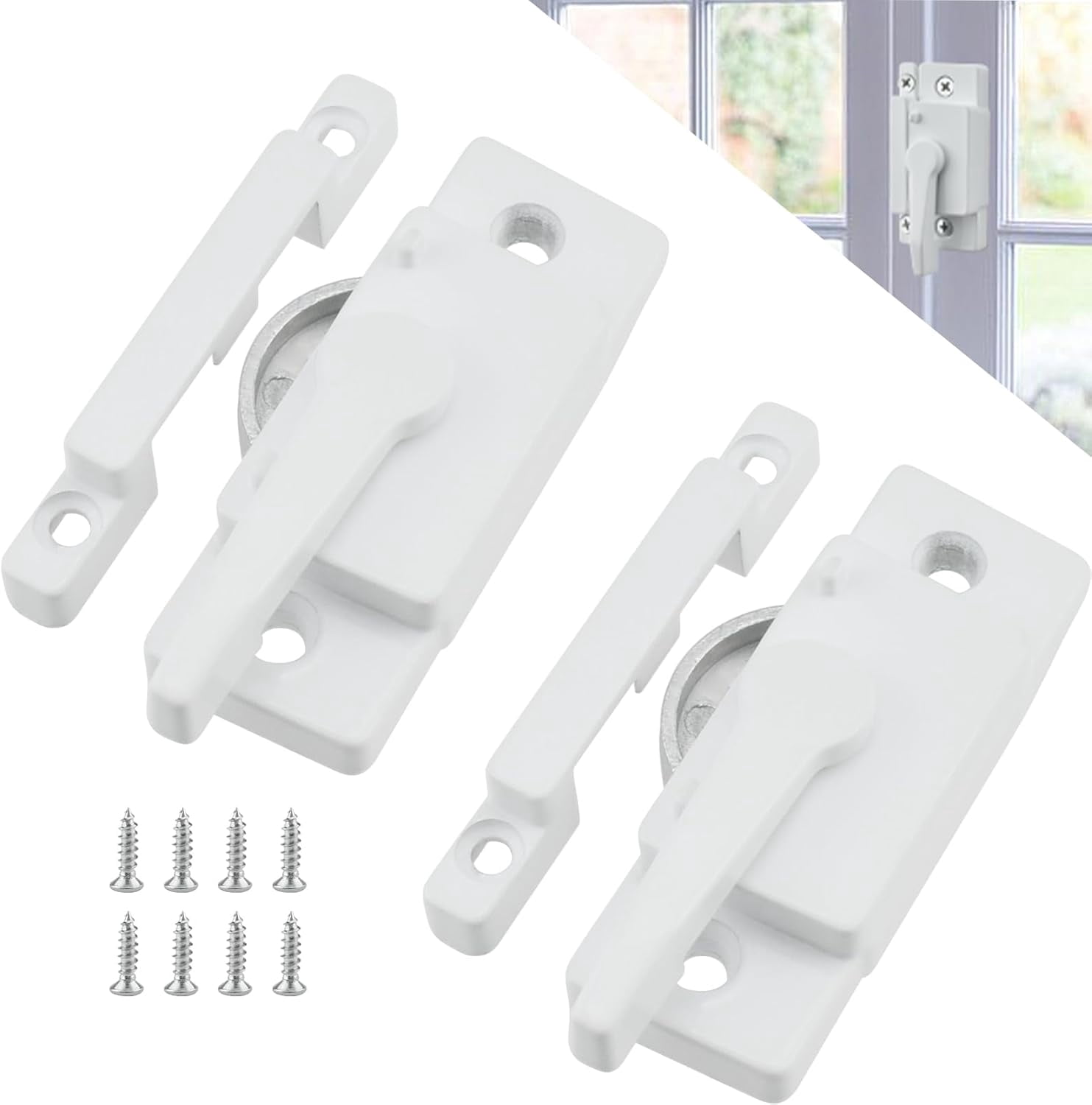 Dual Locks Window 2 Pack Sliding Window Sash Locks, White Cam Sash Locks for Double Hung ...