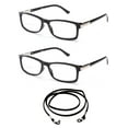 thumbnail image 1 of 2 Pack Slim Fit Round Spring Temple Bifocal Reading Glasses Black Frame With Lanyard +2.75, 1 of 4