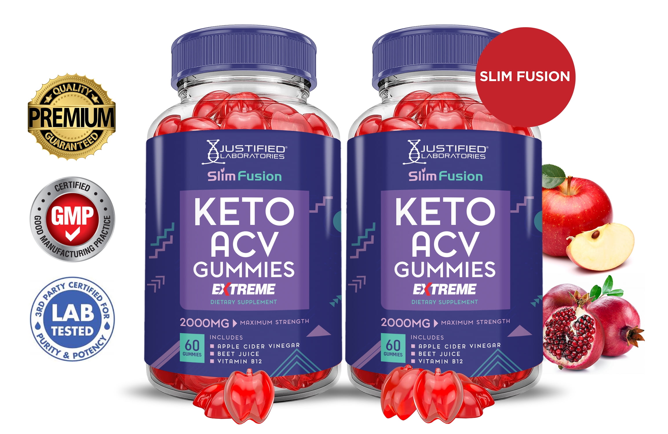 (2 Pack) Slim Fusion Keto Extreme ACV Gummies 2000mg Dietary Supplement