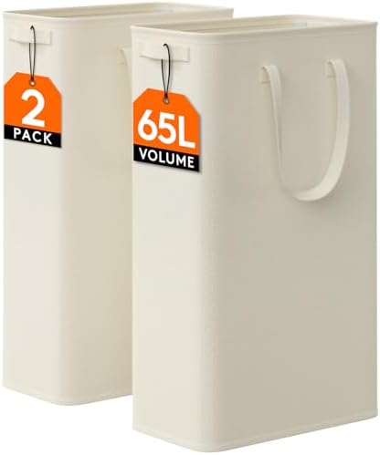 2 Pack Slim Laundry Hamper, Collapsible Narrow Laundry Basket, Small ...