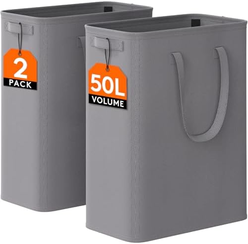 2 Pack Slim Laundry Hamper, Collapsible Narrow Laundry Basket, Small ...