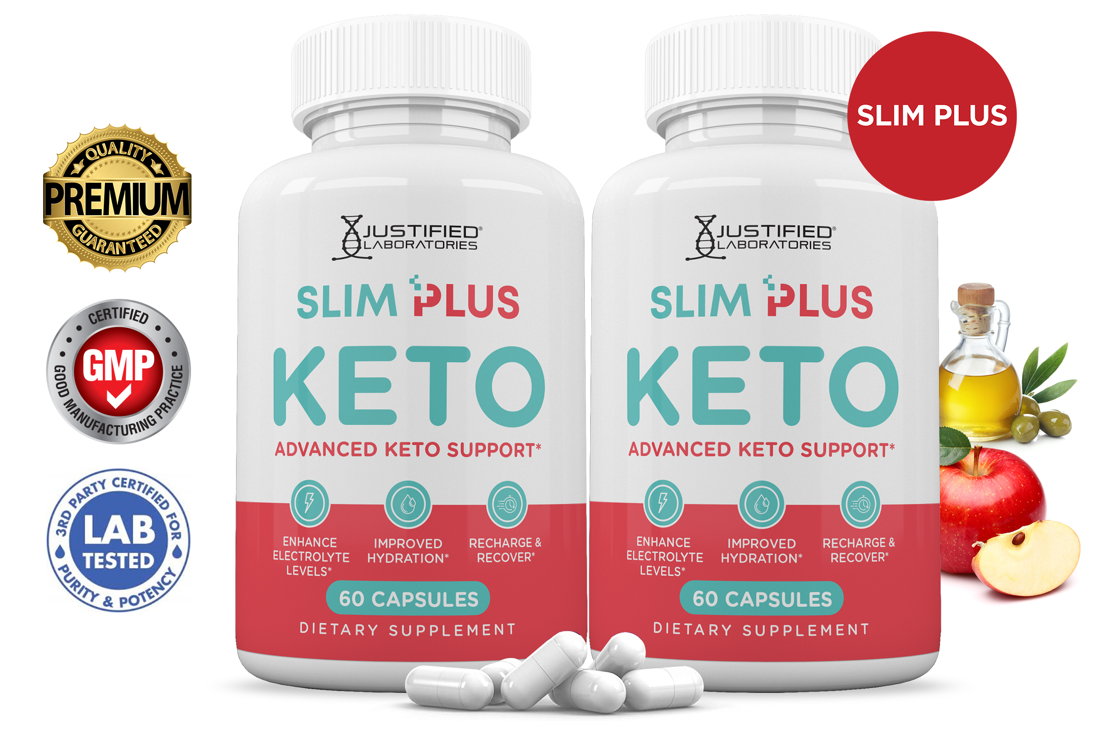 (2 Pack) Slim Plus Keto ACV Pills 1275mg Alternative to Gummies Dietary