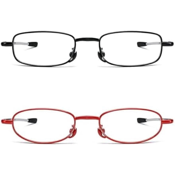 2 Pack Slim Rectangle Reading Glasses Metal Frame Readers Men Women Lightweight Office Computer