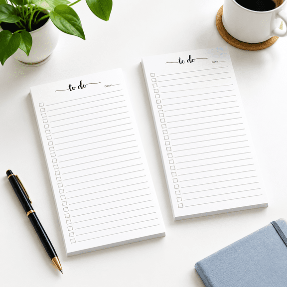 2 Pack Slim Skinny To Do List Notepads, 3.7 x 8.5 Inch Grocery Shopping Planning Pads