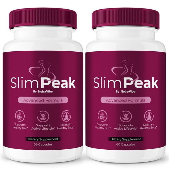 (2 Pack) SlimPeak Natural Daily Pill Formula Designed to align with Fitness Goals, Support active Lifestyle & Body Balance | Just 2 Easy-to-Swallow Pills Daily (120 Capsules)