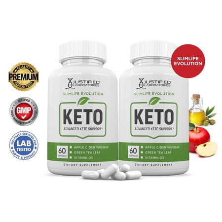 (2 Pack) Slimlife Evolution Keto ACV Pills 1275mg Alternative to Gummies Dietary Supplement 120 Capsules