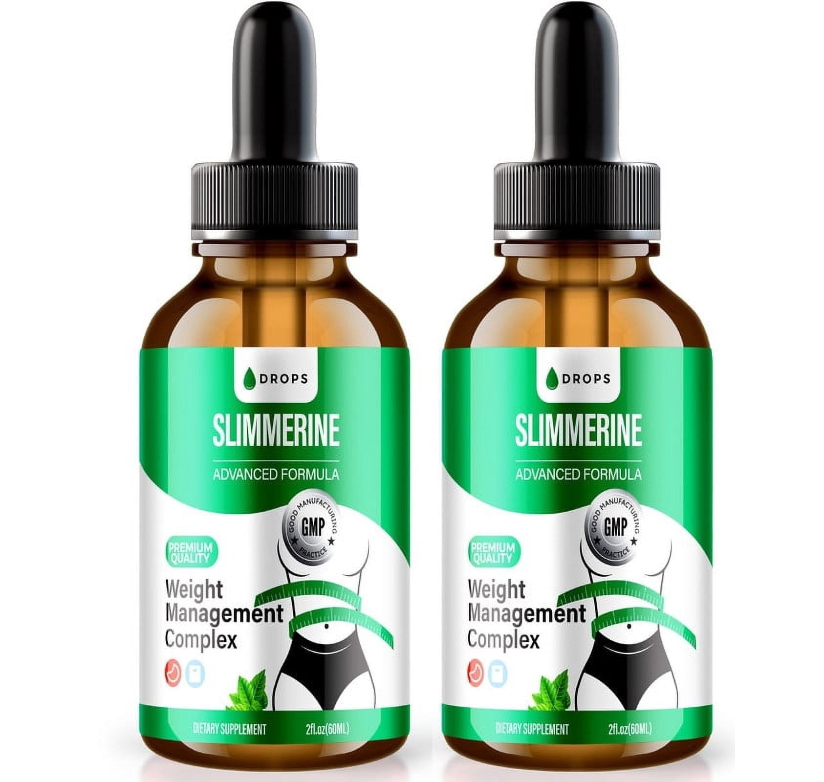 (2 Pack) Slimmerine Drops, All Natural Liquid Supplement to Achieve Body Goals, Maximum Strength Formula for Energy and Overall Health, Slimm Rine Droppers, Official Gotas Reviews (120 Servings)