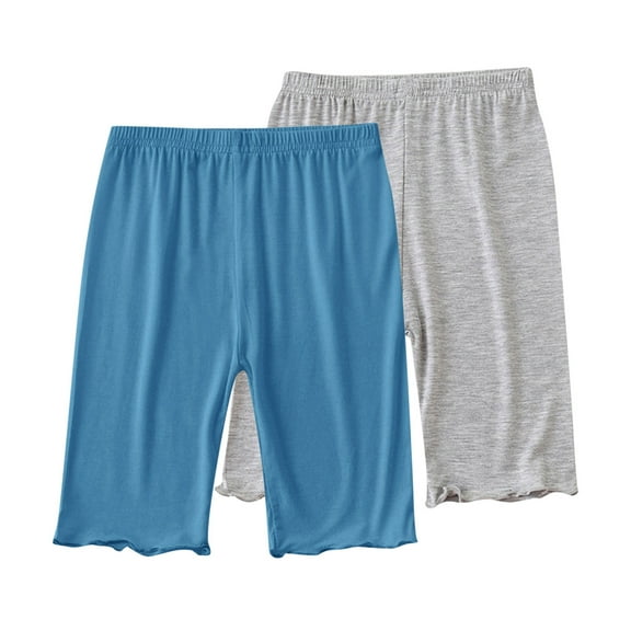 2-Pack Slip Shorts for Under Dress Girls Modal Biker Cartwheel Shorts Basic Seamless Dance Undershorts 8-9T