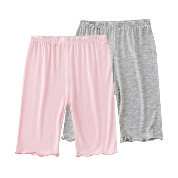 2-Pack Slip Shorts for Under Dress Girls Modal Biker Cartwheel Shorts Basic Seamless Dance Undershorts 8-9T