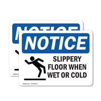 (2 Pack) Slippery Floor When Wet Or Cold Sign