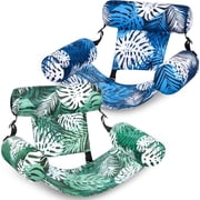 2 Pack Sloosh Inflatable Pool Float Chairs, Fabric Covered Mesh Sling Water Floating Lounge Chair with High Buoyancy Tubes for Summer Outdoor Pool Party Relaxation
