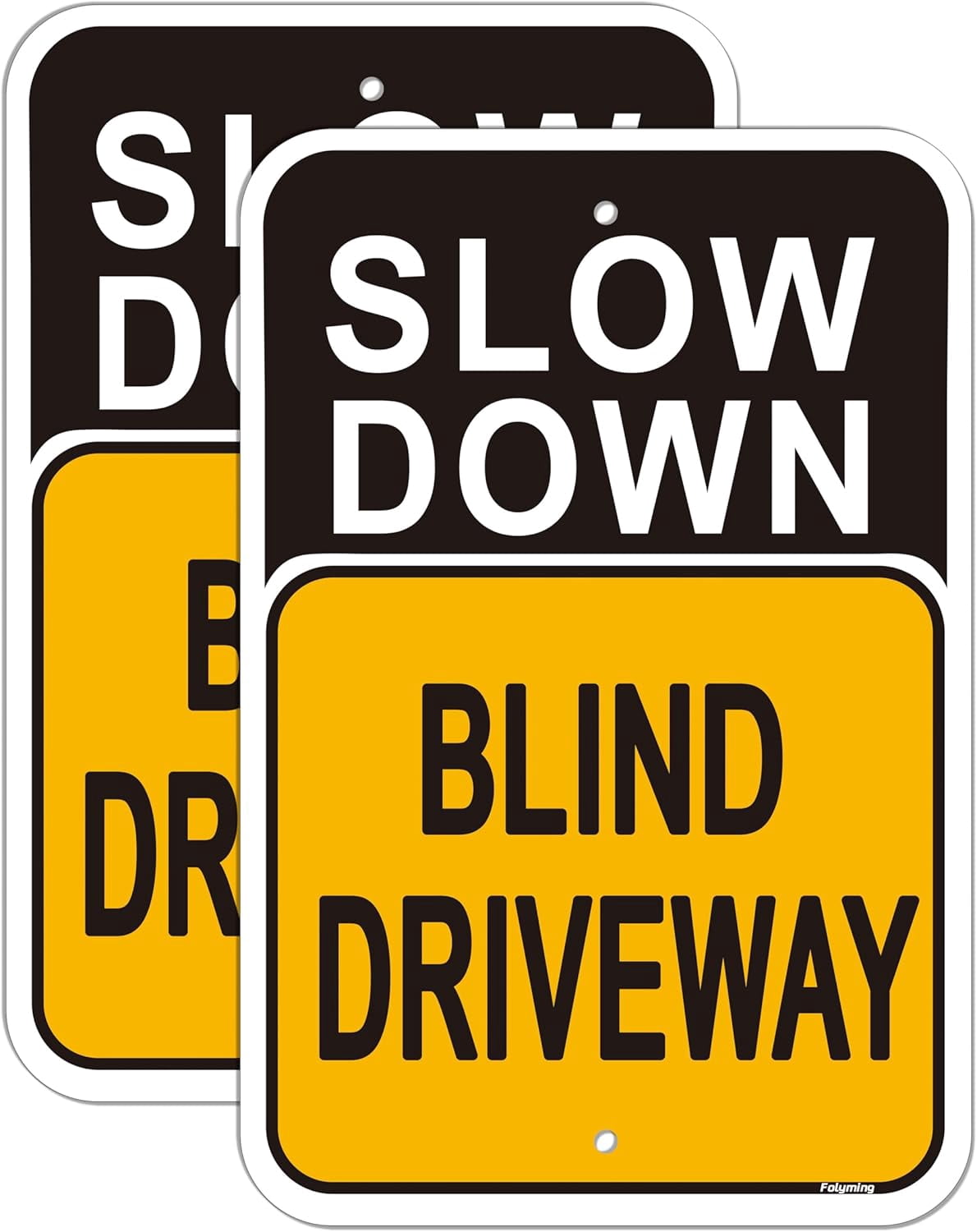 2 Pack Slow Down Blind Driveway Signs 18 x 12 inches Slow Traffic ...