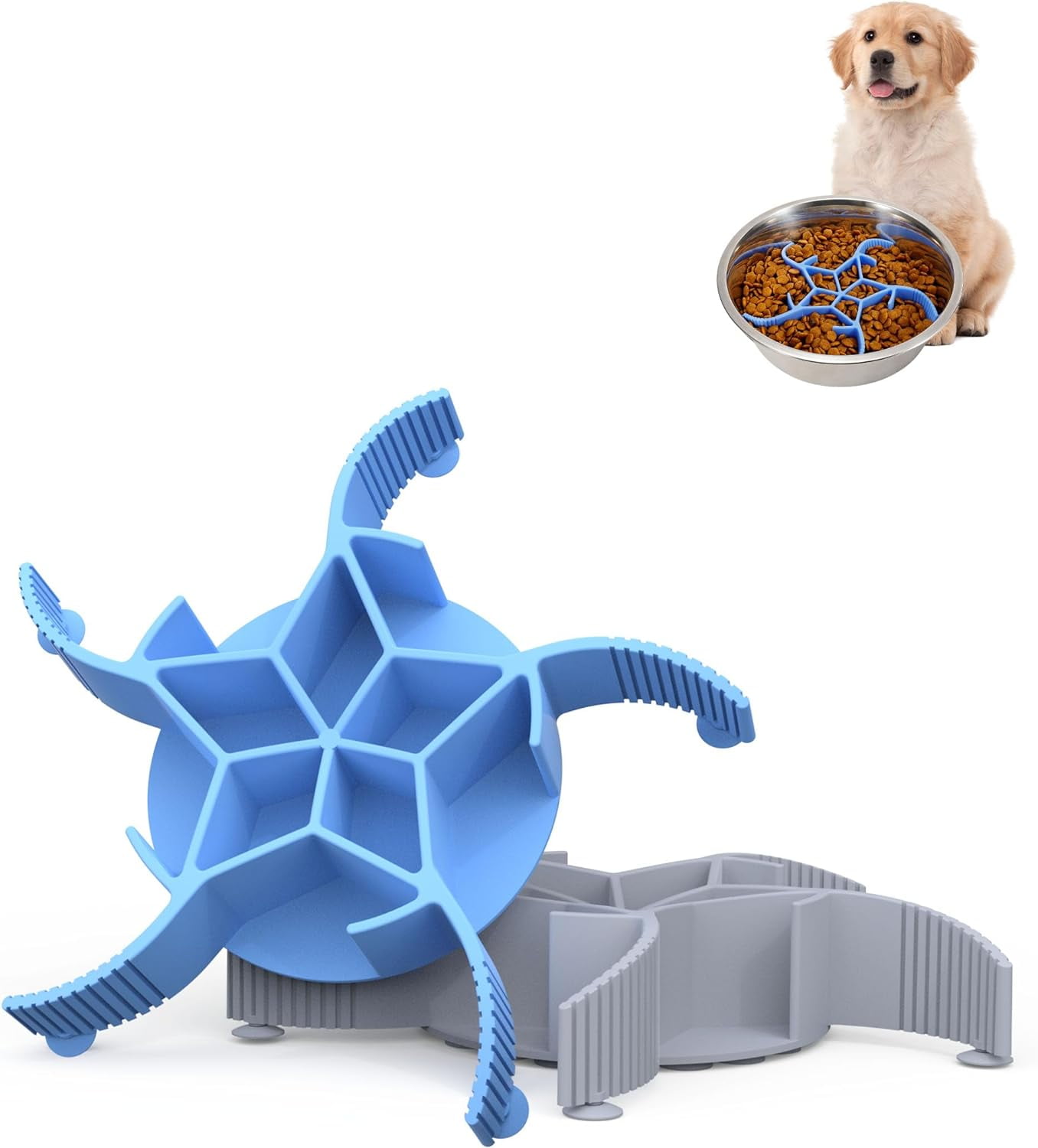 2 Pack Slow Feeder Insert for Dog Bowls with Star Maze Design and