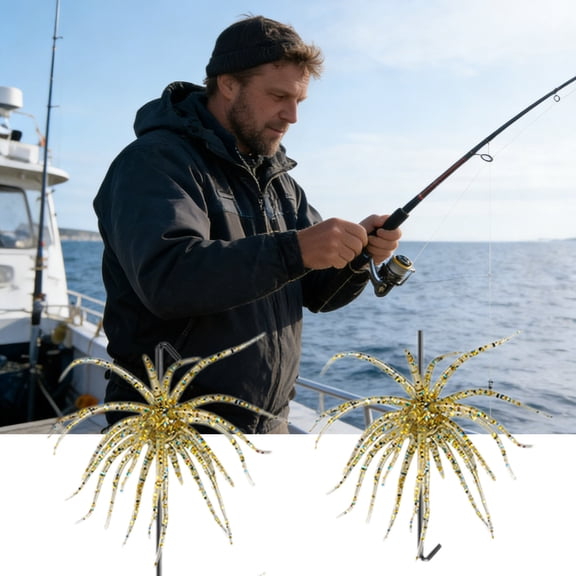 2-Pack Slow Floating Urchin Soft Fishing Lures, Lifelike Predator Bait for Saltwater Freshwater Angling, 6 Assorted Styles