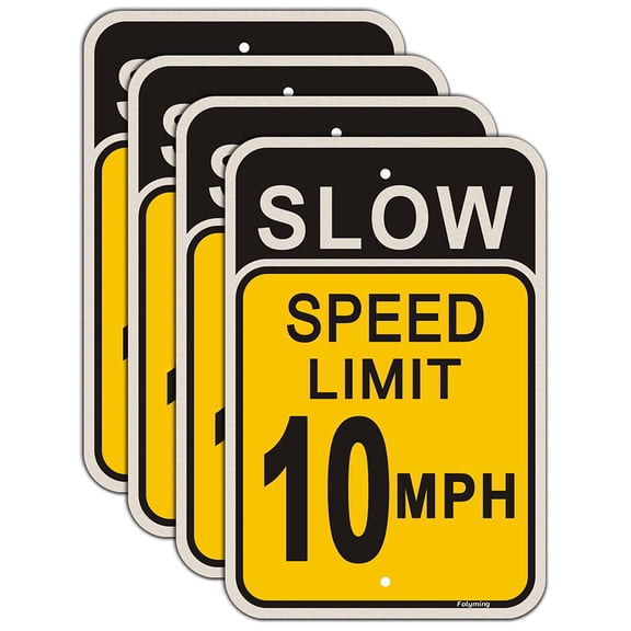 2 Pack Slow Speed Limit 10 MPH Sign Slow Down Sign 16 x 12 Inches Traffic Sign Engineer Grade Metal Reflective Sturdy Rust Aluminum Waterproof Durable Ink Easy to Install