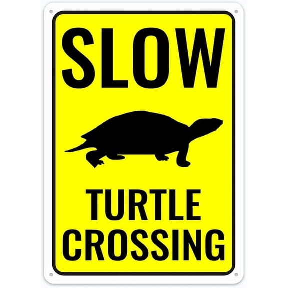 2 Pack Slow Turtle Crossing Retro Metal Tin Signs 12x8 Inch for Shop Yard Man Cave Garage Outdoor Funny Wall Decor Decorative Poster Plate