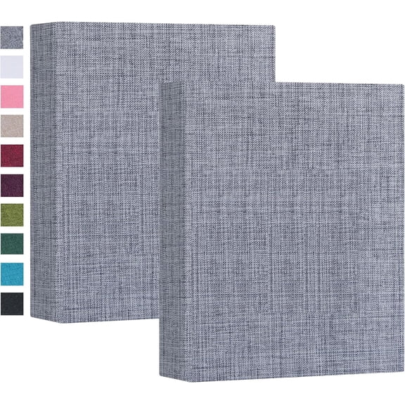 2 Pack Small 4x6 Photo Album Linen Cover Mini Brag Book Each Holds 52 Vertical Pockets for Artwork Postcards or Picture Storage (Gray)