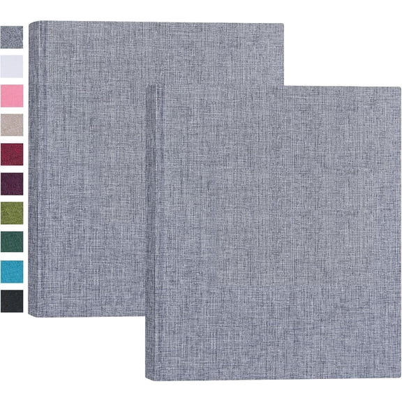 2 Pack Small 8x10 Photo Album Linen Cover Mini Brag Book Each Holds 52 Vertical Pockets for Artwork Postcards or Picture Storage (Gray)