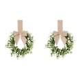 thumbnail image 1 of 2‑Pack Small Artificial Eucalyptus Wreath with Bow, Seasonal Greenery Hanging Wreath for Front Door Wall Mantel Indoor Holiday Home Decoration, 1 of 3