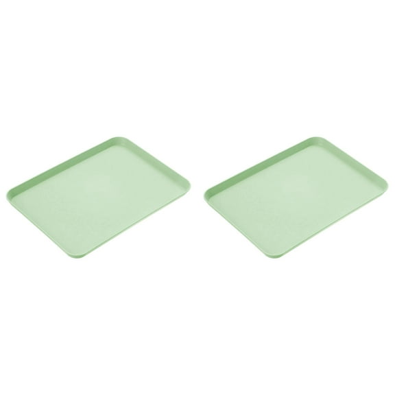 2-Pack Small Blue Minimalist Plastic Serving Tray,Rectangular Fast Tray for Indoor Use
