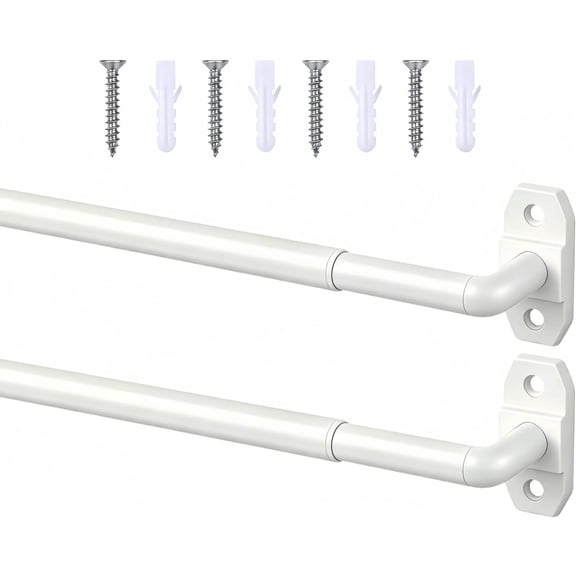 2 Pack Small Curtain Rods Adjustable 18-32 Inch, White Sash Rod for French Doors Windows,5/8 In.Diameter