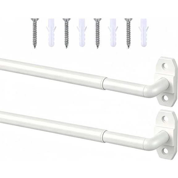 2 Pack Small Curtain Rods Adjustable 18-32 Inch, White Sash Rod for French Doors