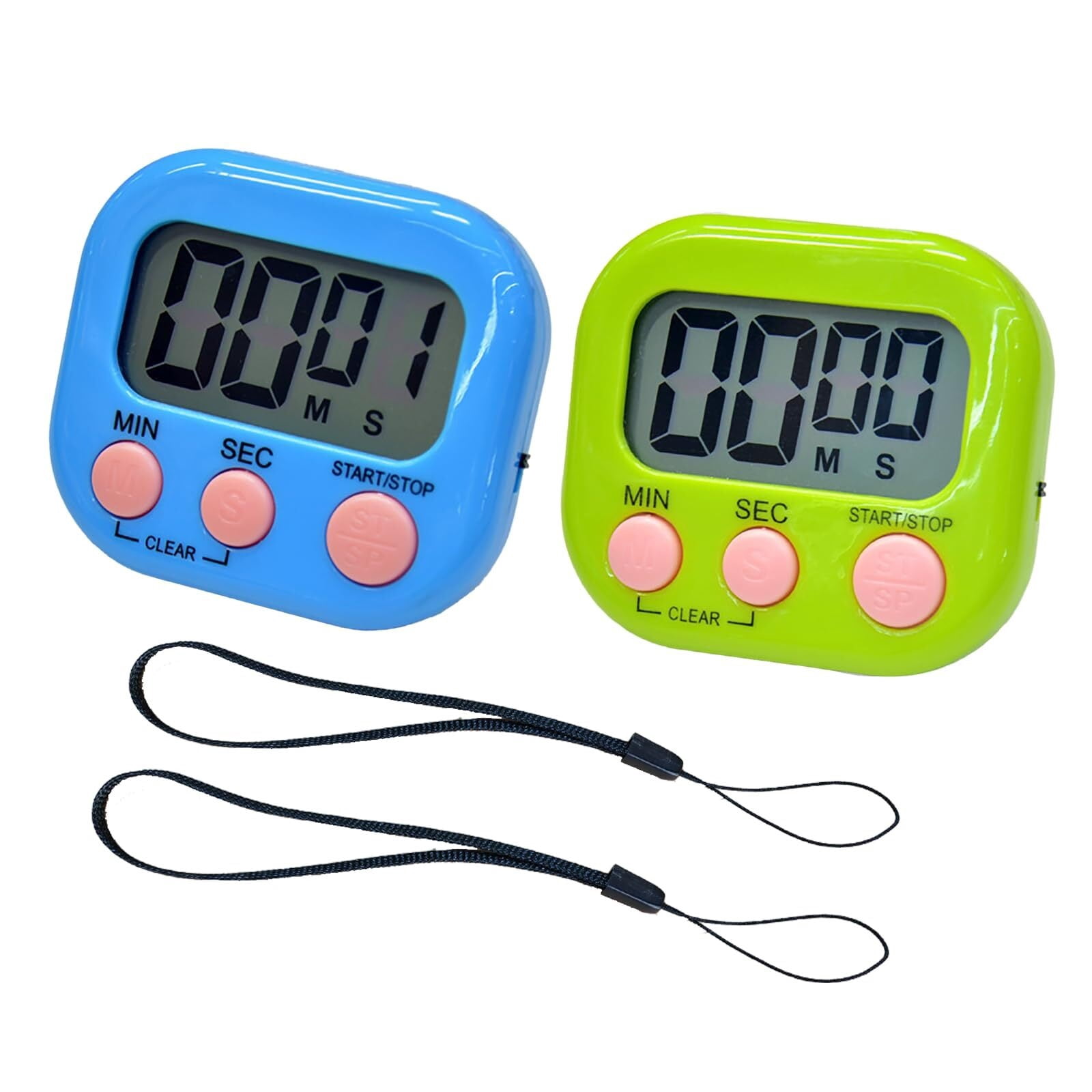 2 Pack Small Digital Kitchen Timer Magnetic Back and On/Off, Classroom ...