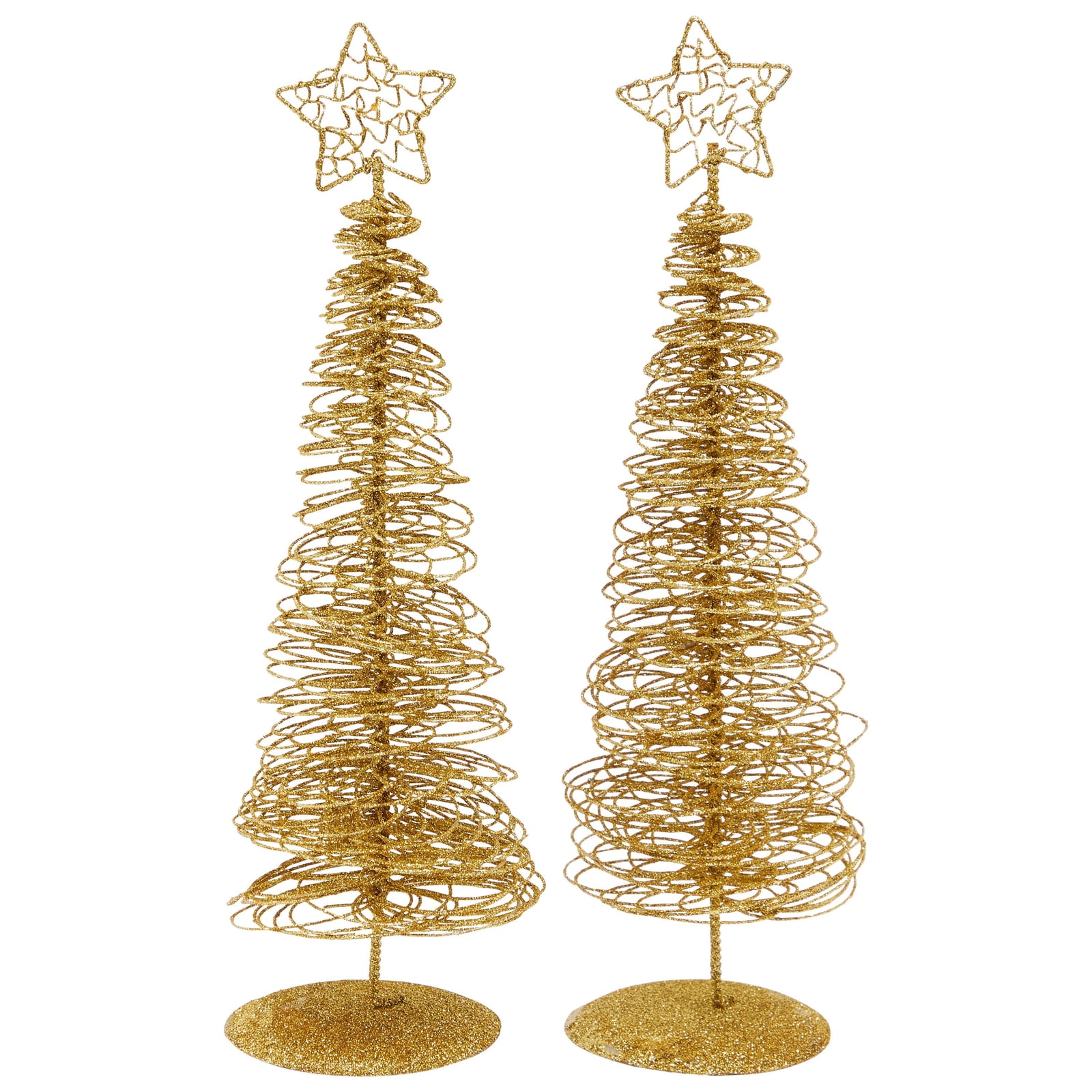 Gold Christmas Centerpiece 2Pack Miniature Xmas Tree Decor for