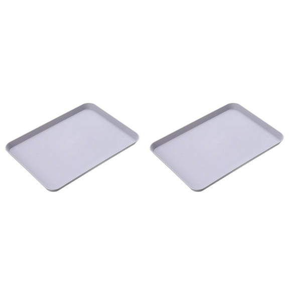 2-Pack Small Grey Minimalist Plastic Tray,Rectangular Serving Tray for Indoor Dining