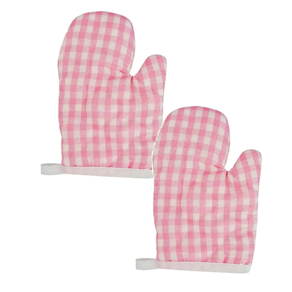 2-Pack Small Heat-Resistant Oven Mitts, Non-Slip Grip for Taking Hot Dishes, Machine Washable for Family Kitchen, Pink, By Preplabs