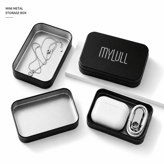Small Metal Tins with Lids, Mini Storage Box Pocket Organizer Case for Hair Clips and Pills