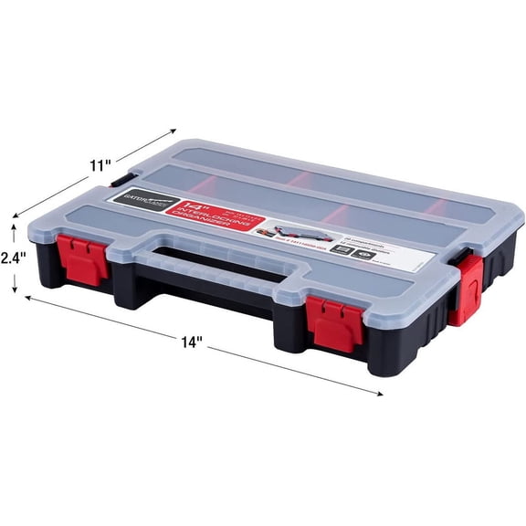 2-Pack Small Parts Organizer Box – Stackable Hardware Storage Organizer Case with 20 Compartments & Dividers – Screw, Nut, Bolt, Drill Bit Organizer for Garage, Workshop, Crafts