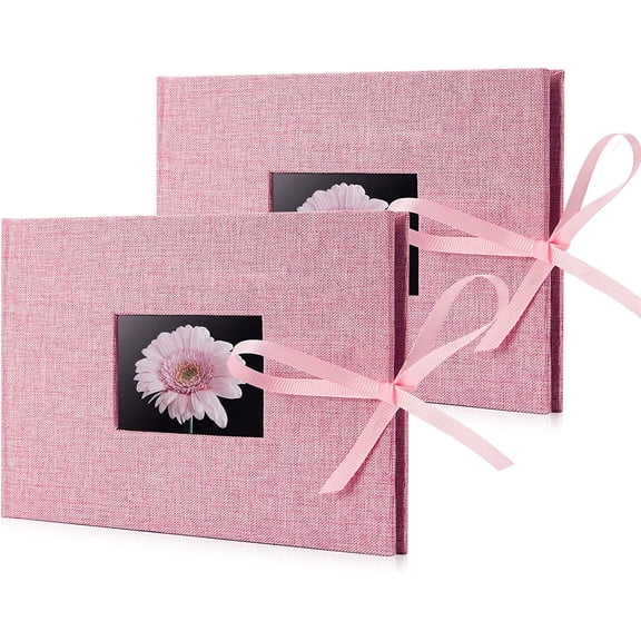 2 Pack Small Photo Album 4x6, Each Album Holds 24 Horizontal Photos, Linen Cover Photo Book with Front Window, Mini Brag Books for 4x6 Pictures, Artwork or Postcards Storage