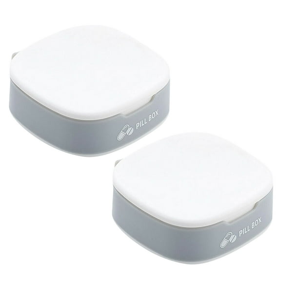 2 Pack Small Pill Case, Travel Pill Box, Portable Pill Organizer, Pill Container for Purse or Pocket 4 Compartments, Daily Compact Travel Medicine Holder for Vitamins Medication (White,2PCS)