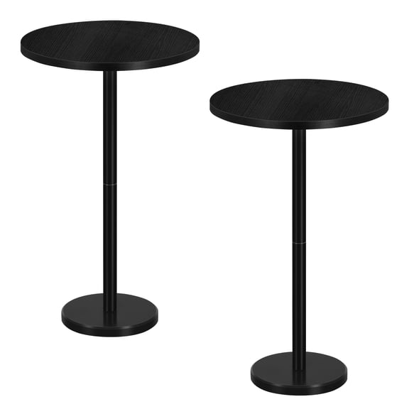 2 Pack Small Round Side Table, Pedestal Table with Marble Base for Small Spaces, Drink Table, Martini Table for Sofa Couch Chair Patio, Black