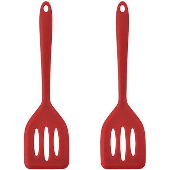 2 Pack Small Silicone Turner High Heat Resistant Slotted Spatula for Fish, Eggs, Pancakes and More
