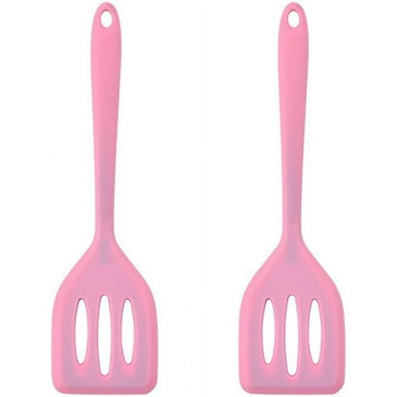 2 Pack Small Silicone Turner High Heat Resistant Slotted Spatula for Fish, Eggs, Pancakes and More