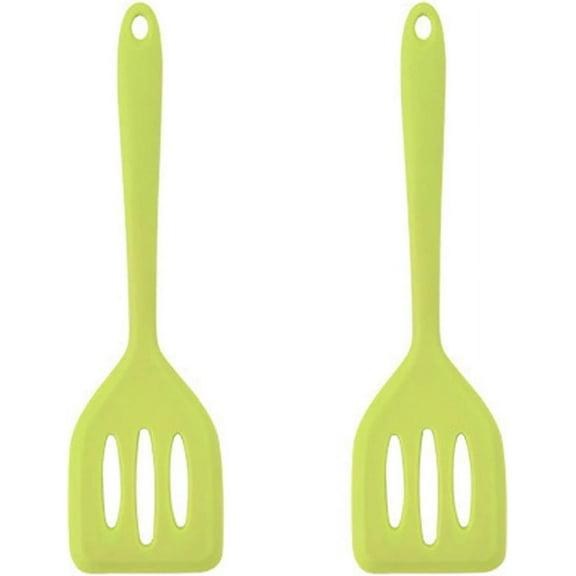 2 Pack Small Silicone Turner High Heat Resistant Slotted Spatula for Fish, Eggs, Pancakes and More