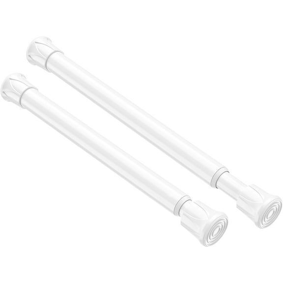 2 Pack Small Spring Tension Curtain Rod 8 to 12.5 Inch, Thin DIY Rods No Drill for Slim Window Cupboard Closet Sidelights, White