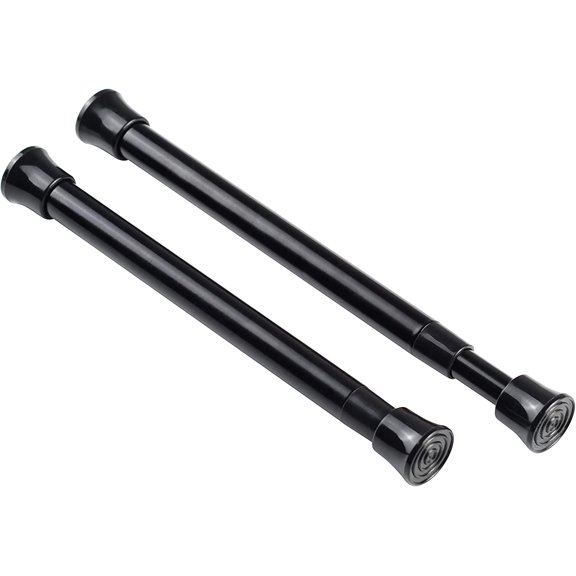 2 Pack Small Spring Tension Curtain Rods 7.5 to 11.5 Inch, Adjustable No Drill Window Rod, Closet Cupboard Thin Rods, Black