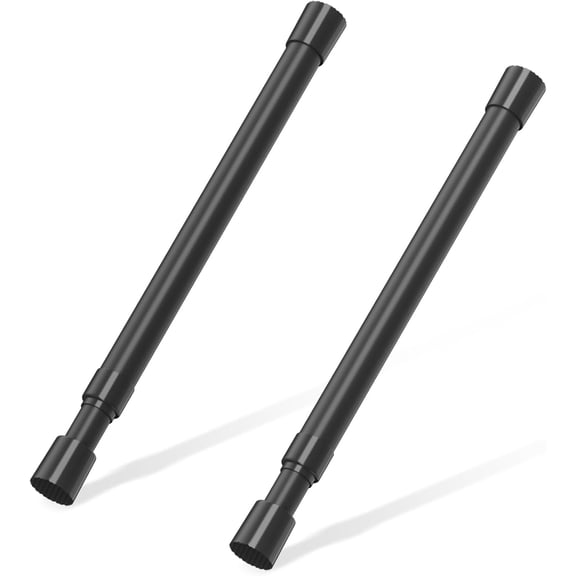 2 Pack Small Tension Rods 10-15.7 Inch Adjustable Spring Rods, Black Mini Curtain Rods for Closets, Cabinets, Drawers, Cupboards