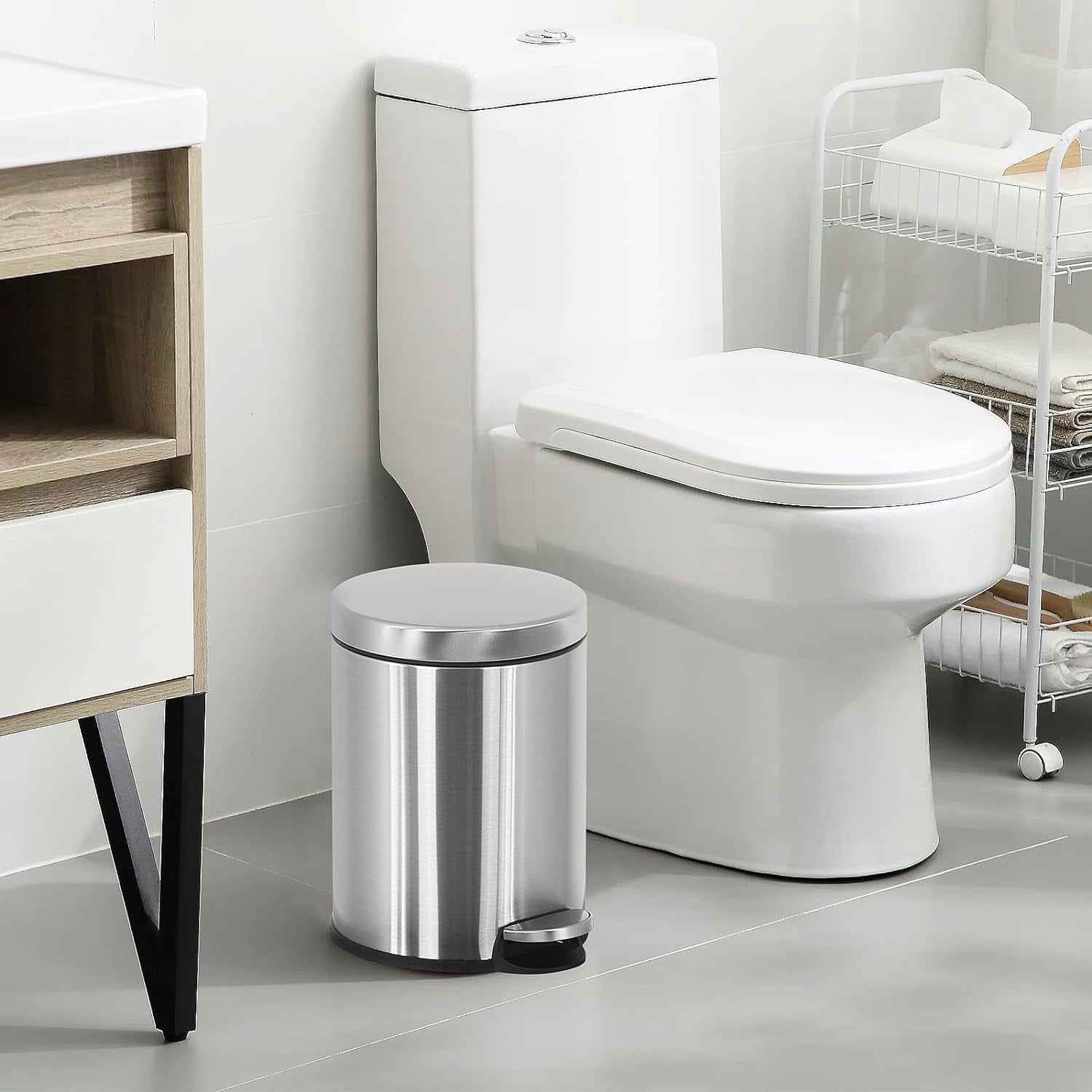 2 Pack Small Trash Can 1.6 Gallon Bathroom Garbage Can With Lid Step Trash - Walmart.com